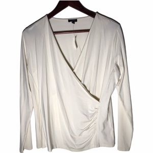 NWT Talbots Cream Faux Wrap Top V-Neck, Sz XP